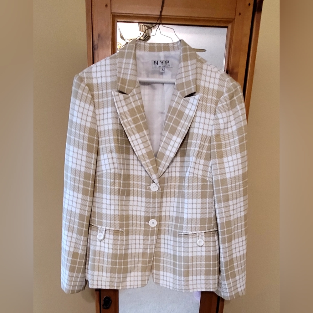 NYP blazer, Size 18, tan/white